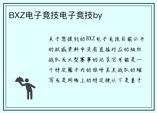 BXZ电子竞技电子竞技by